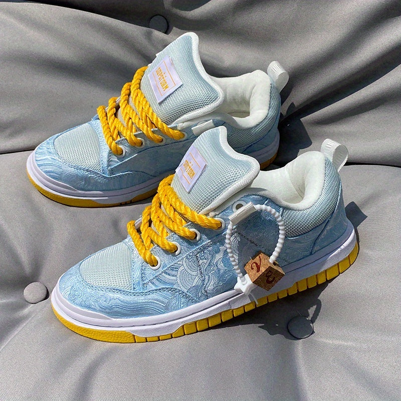 Original Design Light Blue Loafers with Thick Tongues for Both Men And Women, Comfortable And Durable Casual Shoes, Versatile Trendy Footwear, Low-Top Fashion Sneakers for Autumn And Winter