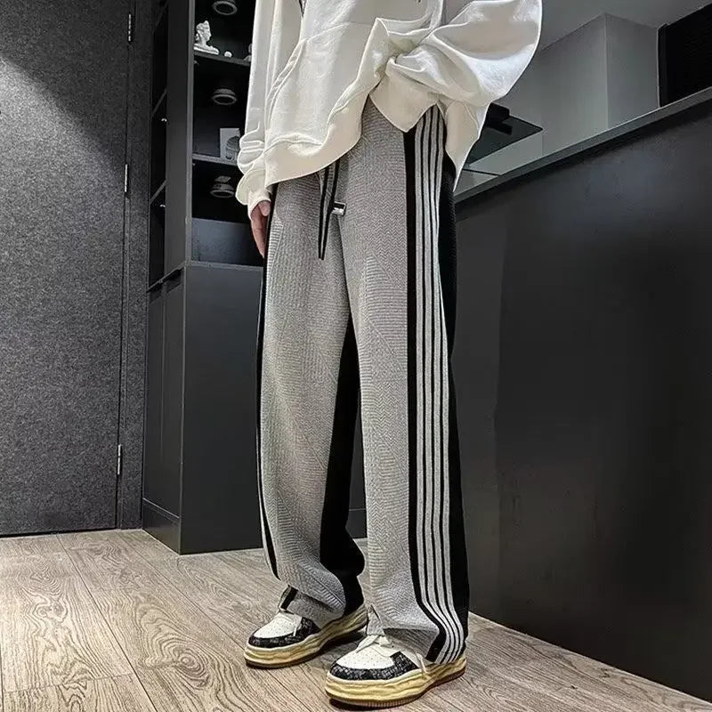 Trousers Summer Men's Sweatpants Thin Striped Straight Male Sports Pants Wide Leg Big Size Korean Y2k Fashion 2025 Casual Long