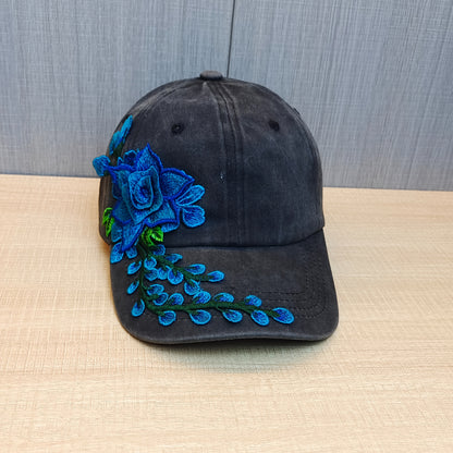 1 Vintage Embroidered Exaggerated Floral Baseball Cap, Ethnic Style Duckbill Cap, Fashionable and Versatile Sports Hat