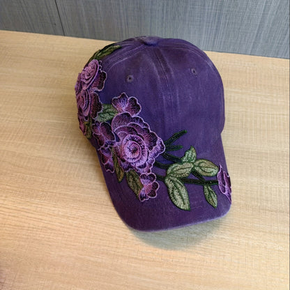 Women's Fashion Sports Baseball Cap, Exaggerated Floral Design, Outdoor Hat, Snapback