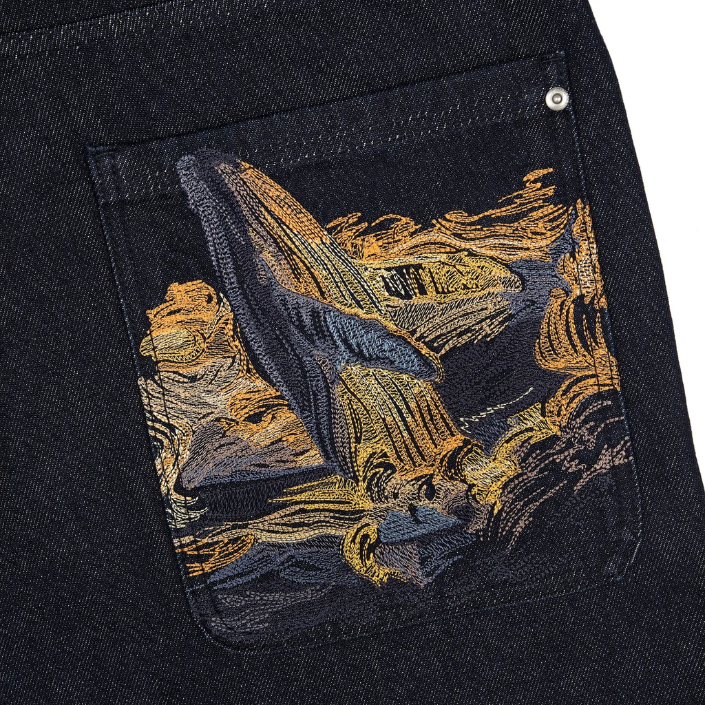 "Whales V2" Raw Denim Jorts