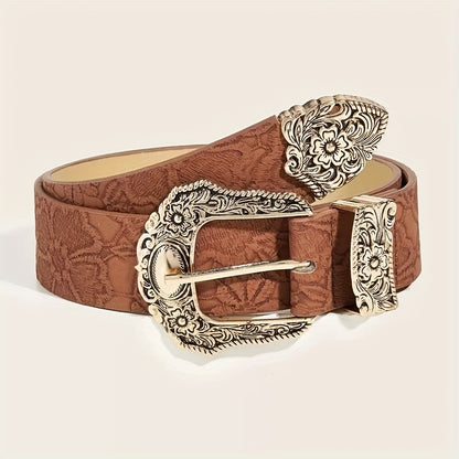 Boho 1pc Women's Western Cowgirl Style Printed Heavy Duty Belt, Perfect for Daily Wear Halloween Summer, School Fall, Autumn, Halloween