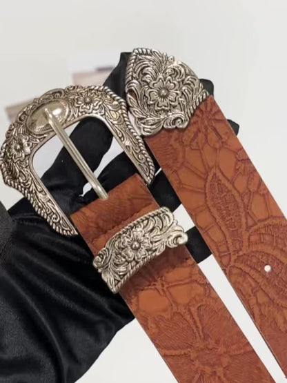 Boho 1pc Women's Western Cowgirl Style Printed Heavy Duty Belt, Perfect for Daily Wear Halloween Summer, School Fall, Autumn, Halloween