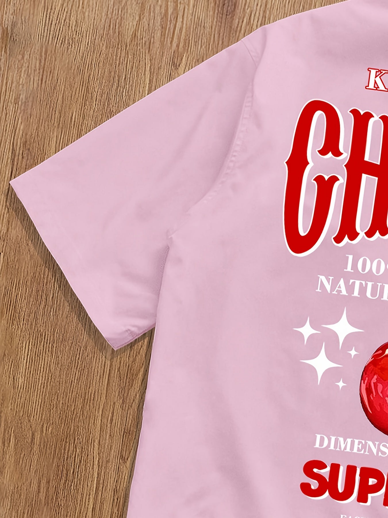 Men'S Short-Sleeve Casual Summer Shirt with Cherry Letter Design on The Back