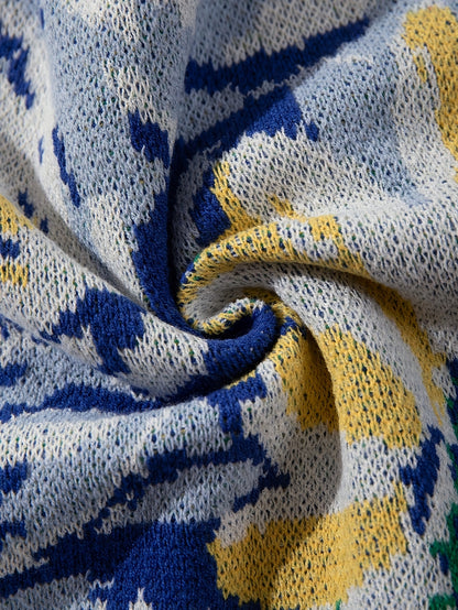 Nova camisola unissexo casual para homem e mulher, ideal para o dia a dia, com um estampado abstrato de pintura a óleo de Van Gogh e um design de casaco de malha de mangas compridas em malha.