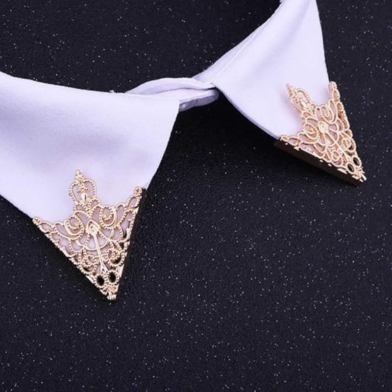 2pcs Retro Hollow Pattern Triangle Clips, Exquisite Fashion Accessories for Men's and Women's Suits & Shirts