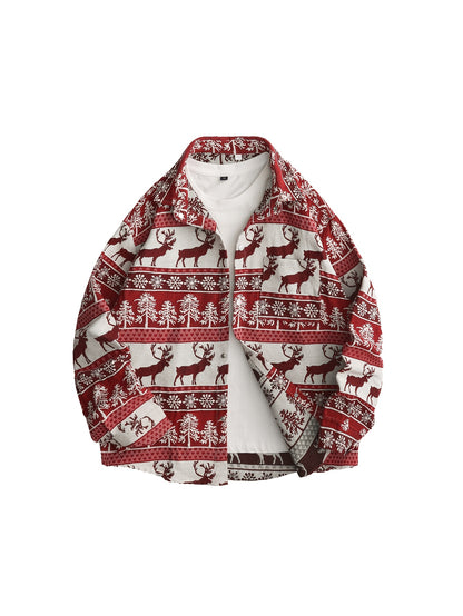 Woven Jacquard Vintage Men'S American Style Van Gogh Oil Painting Long Sleeve Shirt for Art Students