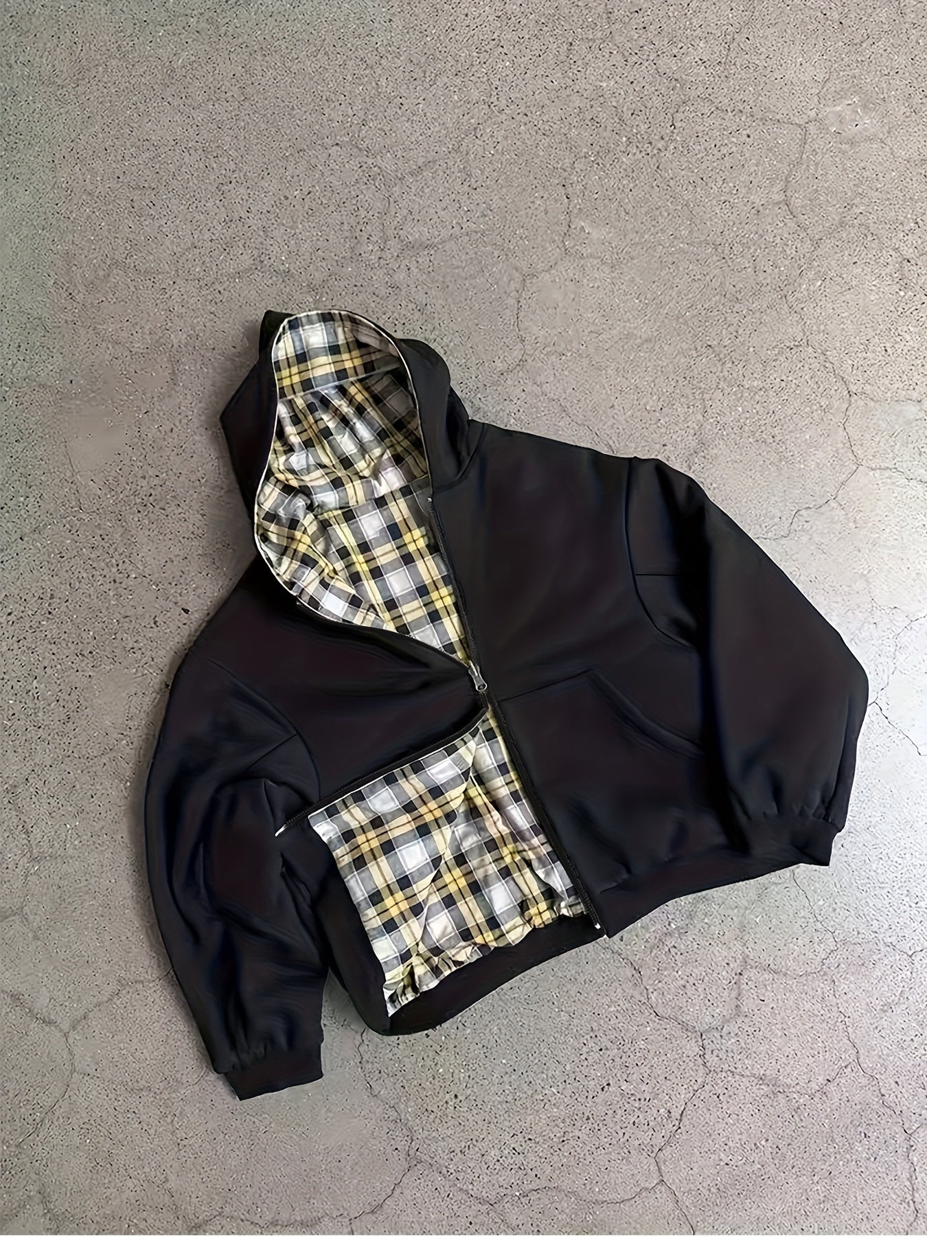 Y2K Vintage Plaid Hoodie, Carefully Selected for Wealth Attraction