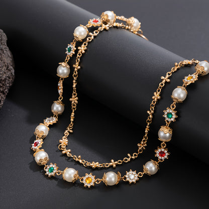 1pc Denim Chain Small Flower Chain Hip-Hop Niche Colorful Rhinestones Spliced Waist Chain Pendant Streetwear