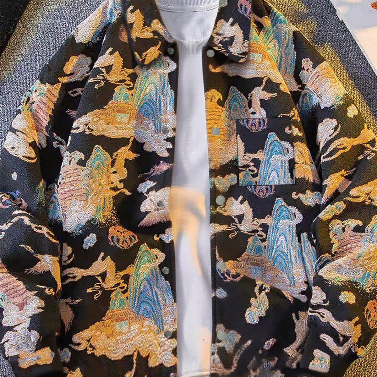 Casaco-Camisa de Urso de Homem Vintage Americano, Camisa Casual de Luxo da Moda para Outono