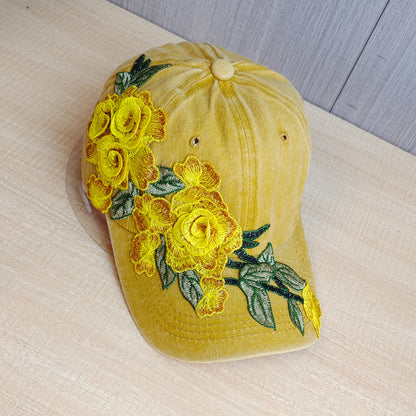 Women's Fashion Sports Baseball Cap, Exaggerated Floral Design, Outdoor Hat, Snapback