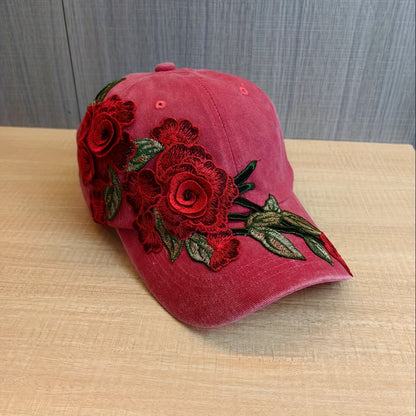 Women's Fashion Sports Baseball Cap, Exaggerated Floral Design, Outdoor Hat, Snapback