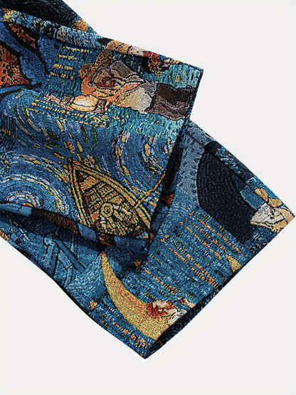 Men'S Casual Straight-Leg Pants with Drawstring Waist & Pockets - Non-Stretch Fabric, Loose Fit, All-Season Comfort, & Golden for galaxy Print