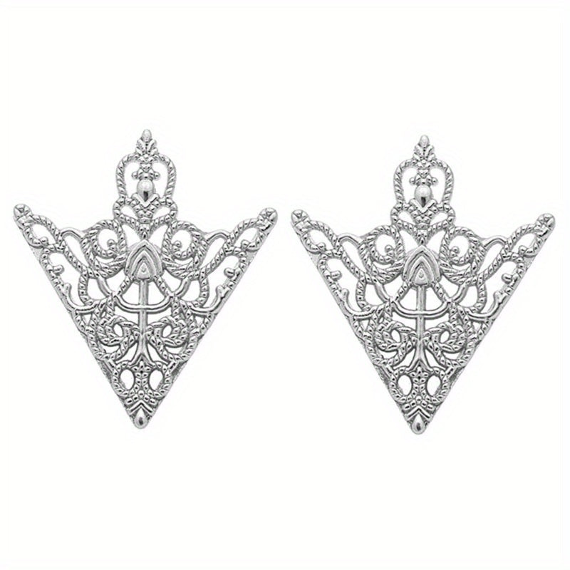 2pcs Retro Hollow Pattern Triangle Clips, Exquisite Fashion Accessories for Men's and Women's Suits & Shirts