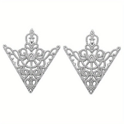2pcs Retro Hollow Pattern Triangle Clips, Exquisite Fashion Accessories for Men's and Women's Suits & Shirts