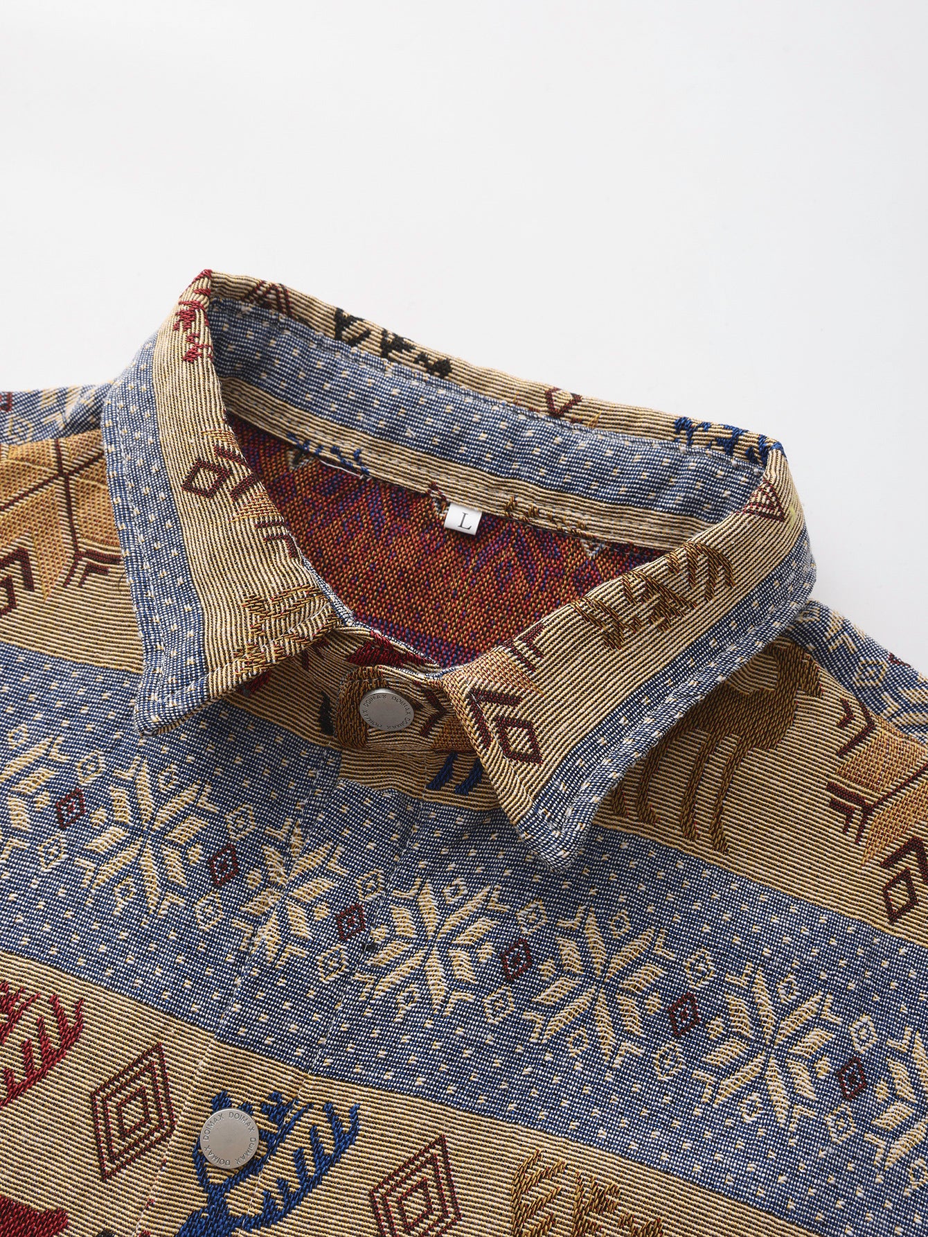 Woven Jacquard Vintage Men'S American Style Van Gogh Oil Painting Long Sleeve Shirt for Art Students