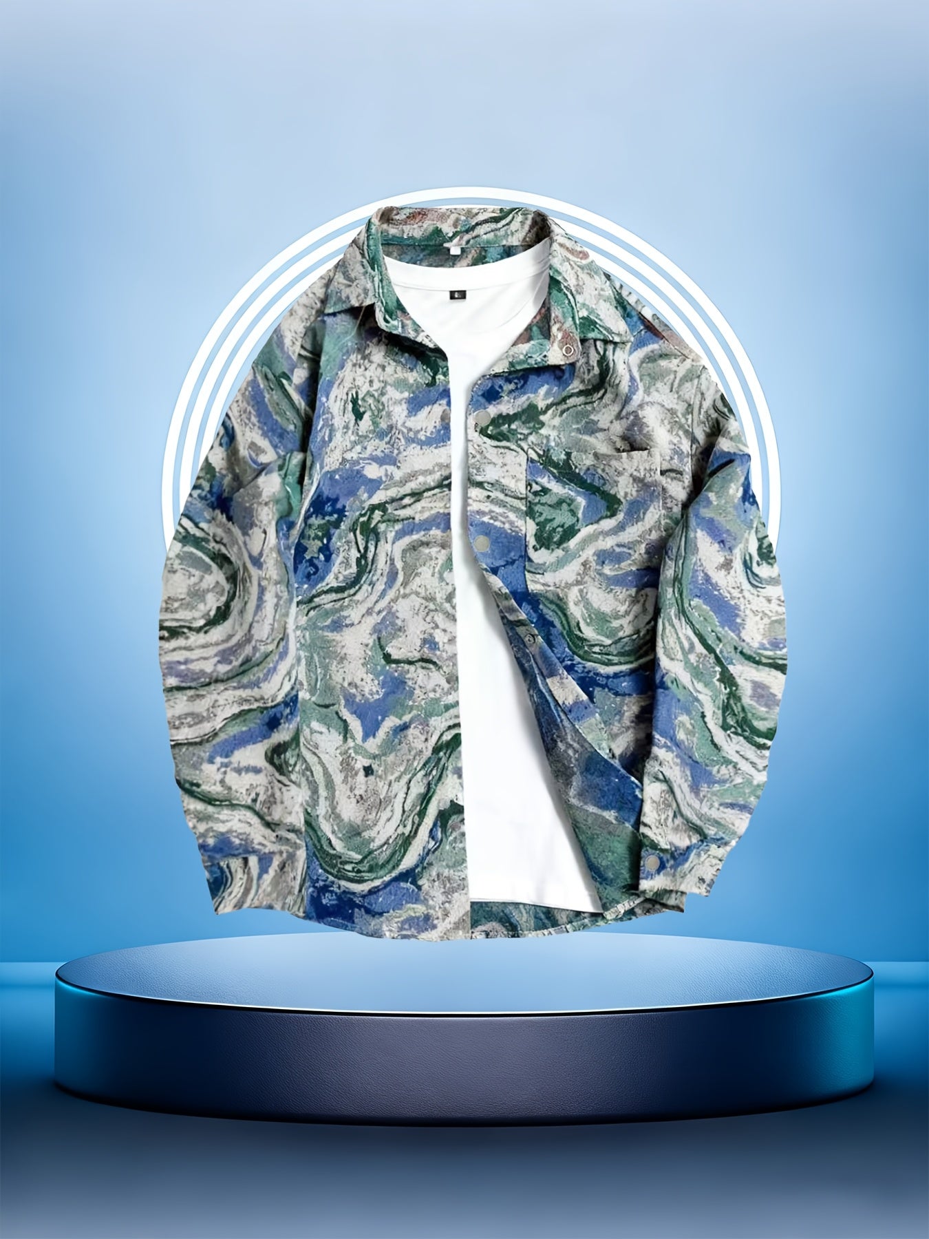 Men'S Vintage American Style Woven Bear Shirt Jacket, High-End Trendy Casual Shirt for Autumn