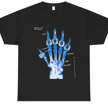 Ko Be Brya Nt Broken Not Beaten X Ray Rings Blue Vintage Bootleg Graphic T-Shirt Streetwear 230G