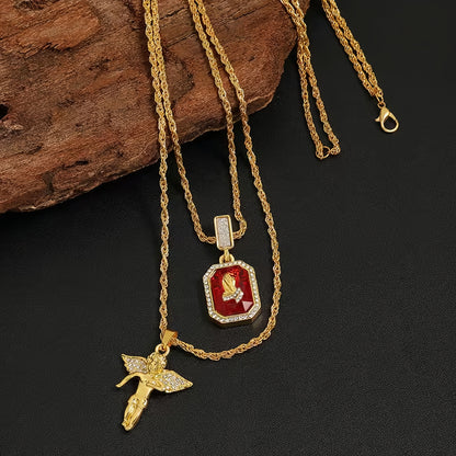 A Men'S Hip-Hop Double-Layer Pendant Necklace That Can Be Gifted to Fathers, Partners, Boyfriends, Brothers, Or Sons; Suitable for Holidays, Father'S Day, Valentine'S Day, And Anniversaries