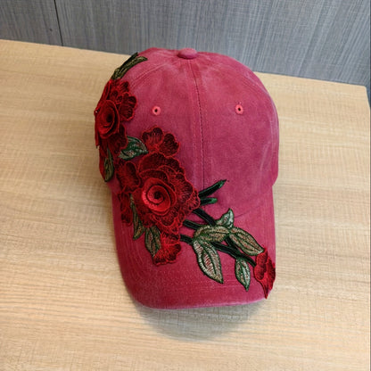 Women's Fashion Sports Baseball Cap, Exaggerated Floral Design, Outdoor Hat, Snapback