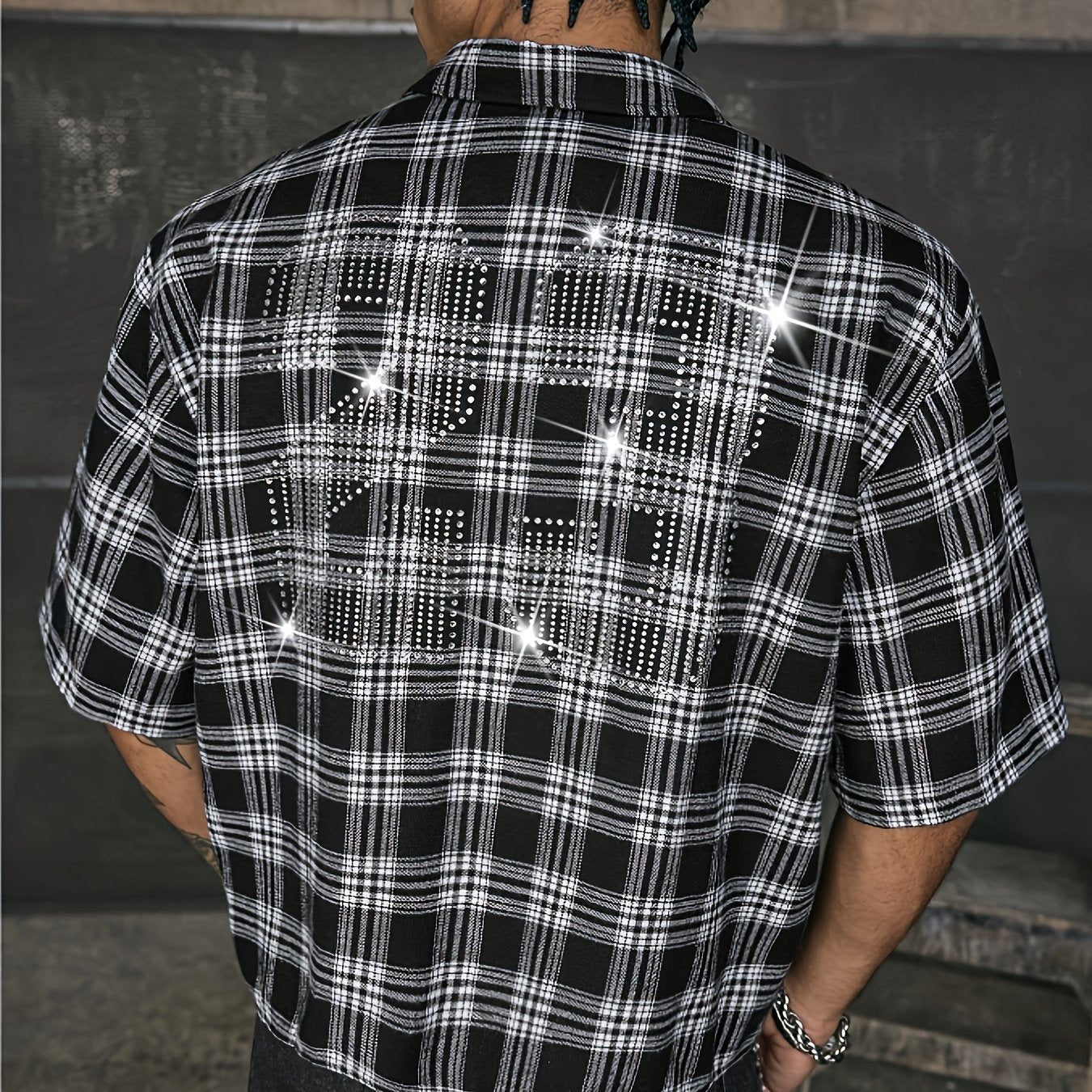 Men's Multi-Size Loose Fit Lapel Short Sleeve Printed Patchwork Casual Shirt