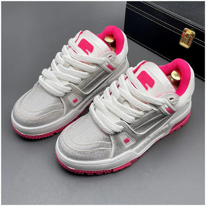 Chaussures de sport à strass tendance printemps pour hommes, baskets respirantes noires brillantes ornées de strass, idéales pour la marche et la marche.