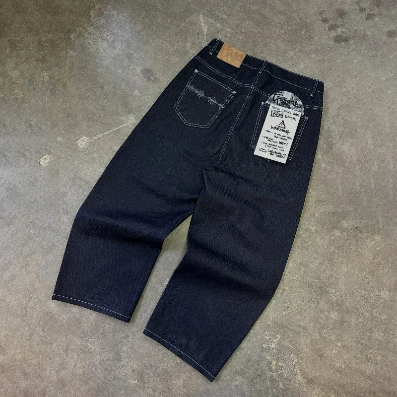 Jeans Sakura Embroidery Pants