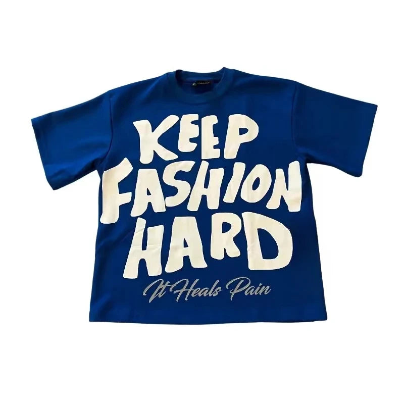 Graphic Round Neck Pure Cotton High Street New Women Printed T-shirt Trendy Brand Loose Casual Couple American Harajuku Y2k Tops