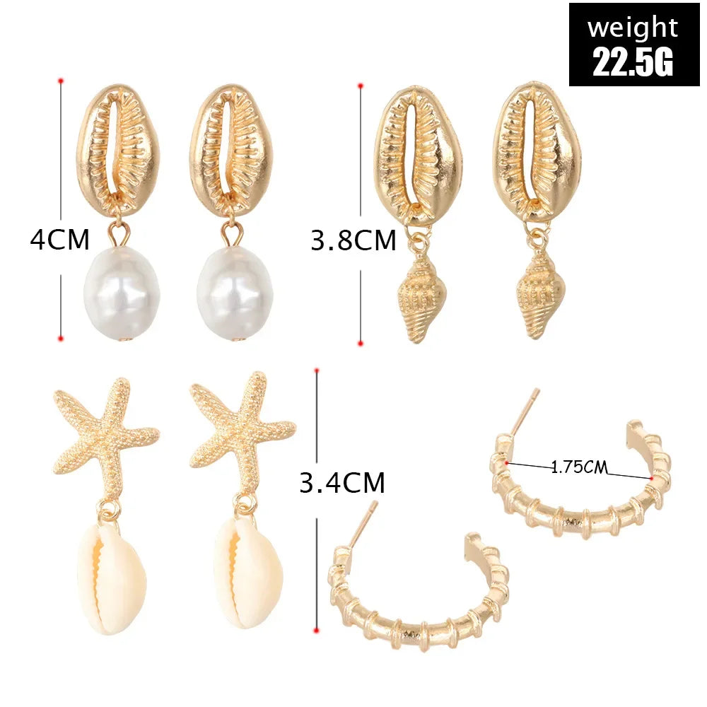 Shell & Pearl Earring Set