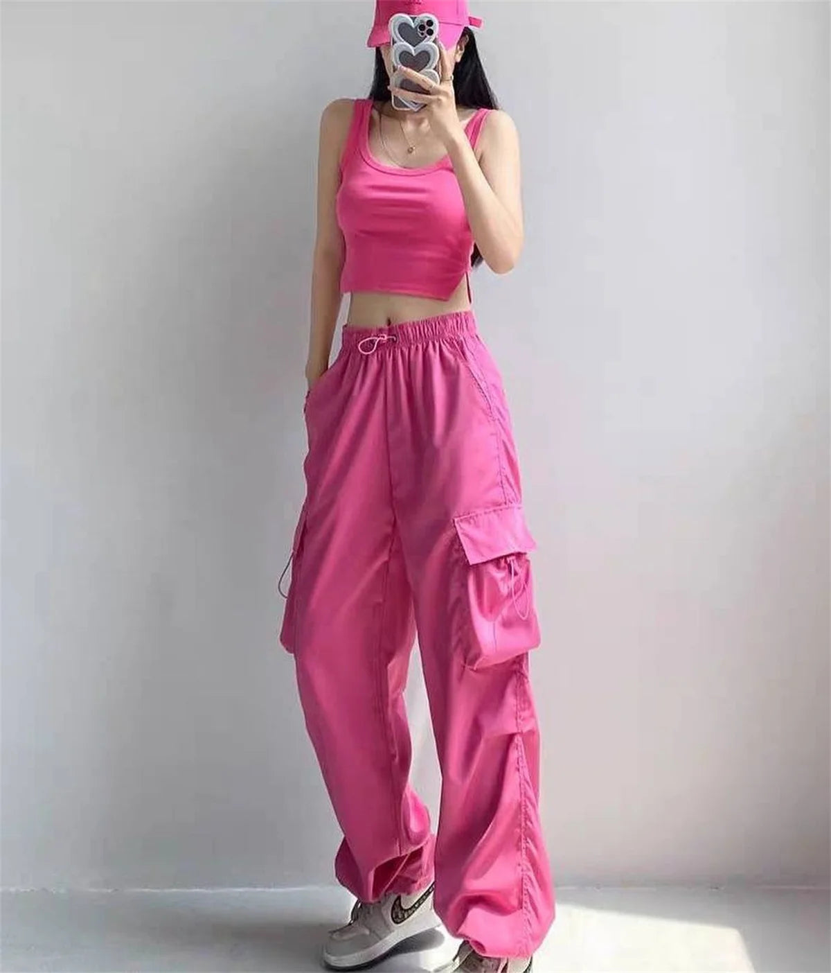 Black Men's Hip Hop Cargo Pants Casual Summer Solid Multiple Pockets Trousers Cool Ribbons Techwear Hip Hop Sweatpants Boys