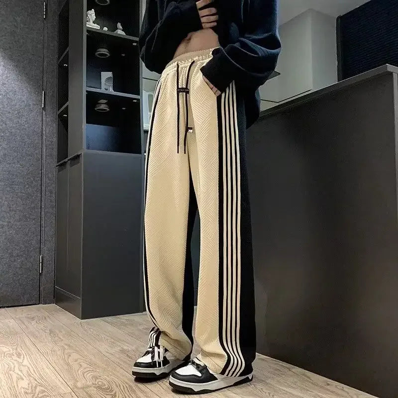 Striped Straight-Leg Sweatpants