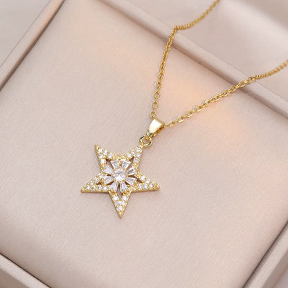 Jewish Magen Star of David Sterling Necklace Women Moved Crystal Israel Judaica Hebrew Jewelry Stainless Steel Hanukkah Pendants