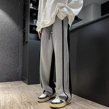 Trousers Summer Men's Sweatpants Thin Striped Straight Male Sports Pants Wide Leg Big Size Korean Y2k Fashion 2025 Casual Long