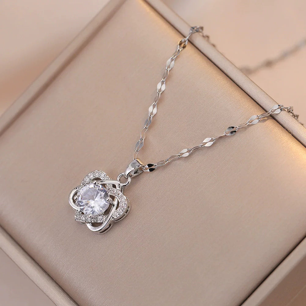 Jewish Magen Star of David Sterling Necklace Women Moved Crystal Israel Judaica Hebrew Jewelry Stainless Steel Hanukkah Pendants