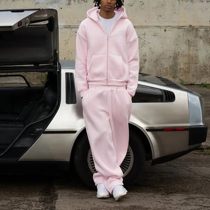 Hoodie Tracksuit Solid Color Street Fashion Style