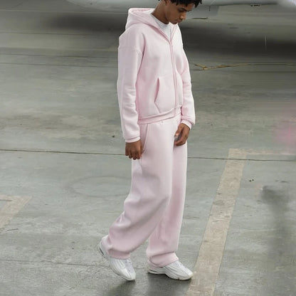 Hoodie Tracksuit Solid Color Street Fashion Style