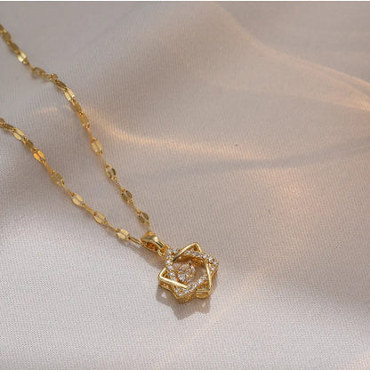 Jewish Magen Star of David Sterling Necklace Women Moved Crystal Israel Judaica Hebrew Jewelry Stainless Steel Hanukkah Pendants