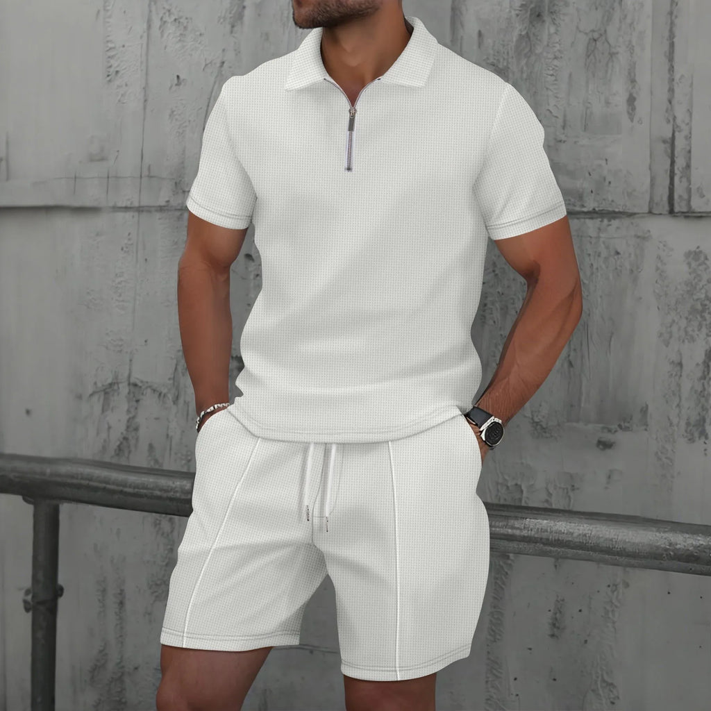 Waffle Zip-Up Polo