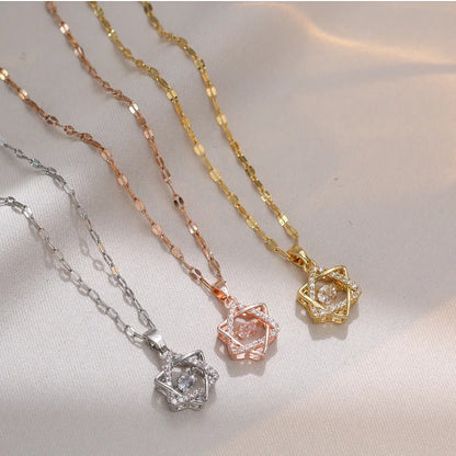 Jewish Magen Star of David Sterling Necklace Women Moved Crystal Israel Judaica Hebrew Jewelry Stainless Steel Hanukkah Pendants