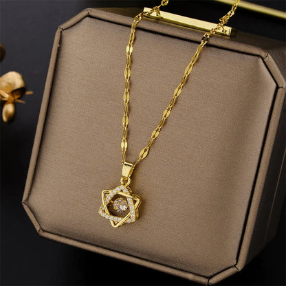 Jewish Magen Star of David Sterling Necklace Women Moved Crystal Israel Judaica Hebrew Jewelry Stainless Steel Hanukkah Pendants