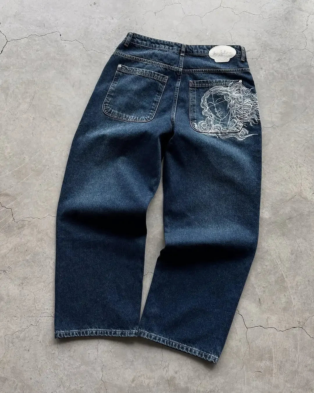 Jeans Sakura Embroidery Pants