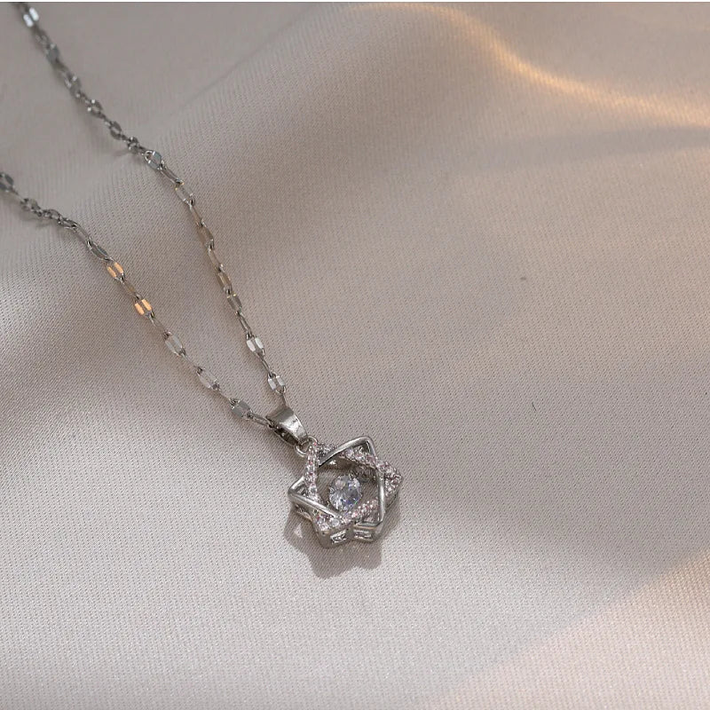Jewish Magen Star of David Sterling Necklace Women Moved Crystal Israel Judaica Hebrew Jewelry Stainless Steel Hanukkah Pendants
