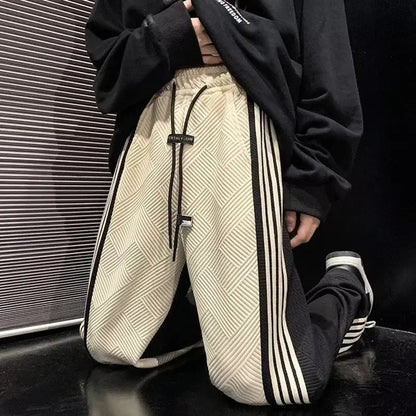 Trousers Summer Men's Sweatpants Thin Striped Straight Male Sports Pants Wide Leg Big Size Korean Y2k Fashion 2025 Casual Long