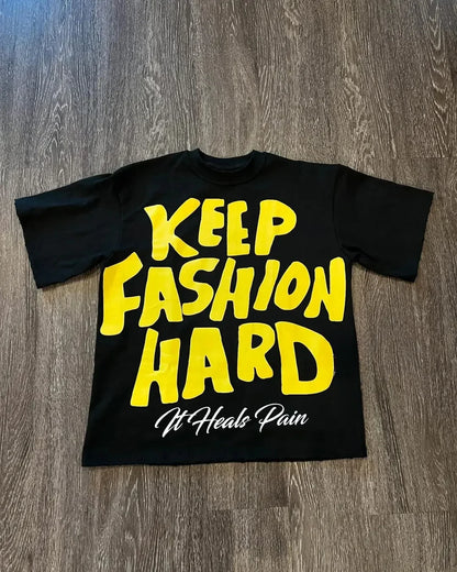 Graphic Round Neck Pure Cotton High Street New Women Printed T-shirt Trendy Brand Loose Casual Couple American Harajuku Y2k Tops