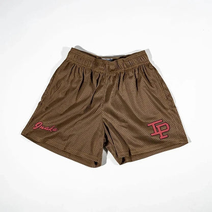 Summer Men's INAKA IP Leopard Print Mesh Shorts Elastic Waist Drawstring Breathable Quick Dry Gym Workout Fitness Casual Pants