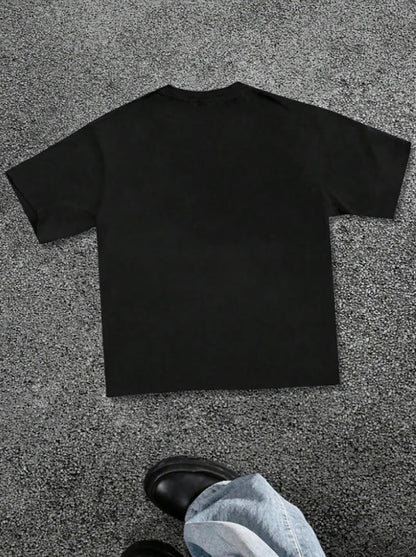 London Elastic Text T-Shirt, Bold Font Graphic Shirt, Suitable for Men's Street Style Clothing, Suitable for All Seasons, Comfortable and Fitted, Ideal Gift