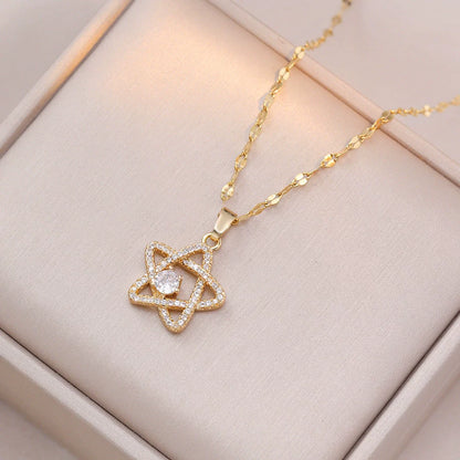 Jewish Magen Star of David Sterling Necklace Women Moved Crystal Israel Judaica Hebrew Jewelry Stainless Steel Hanukkah Pendants