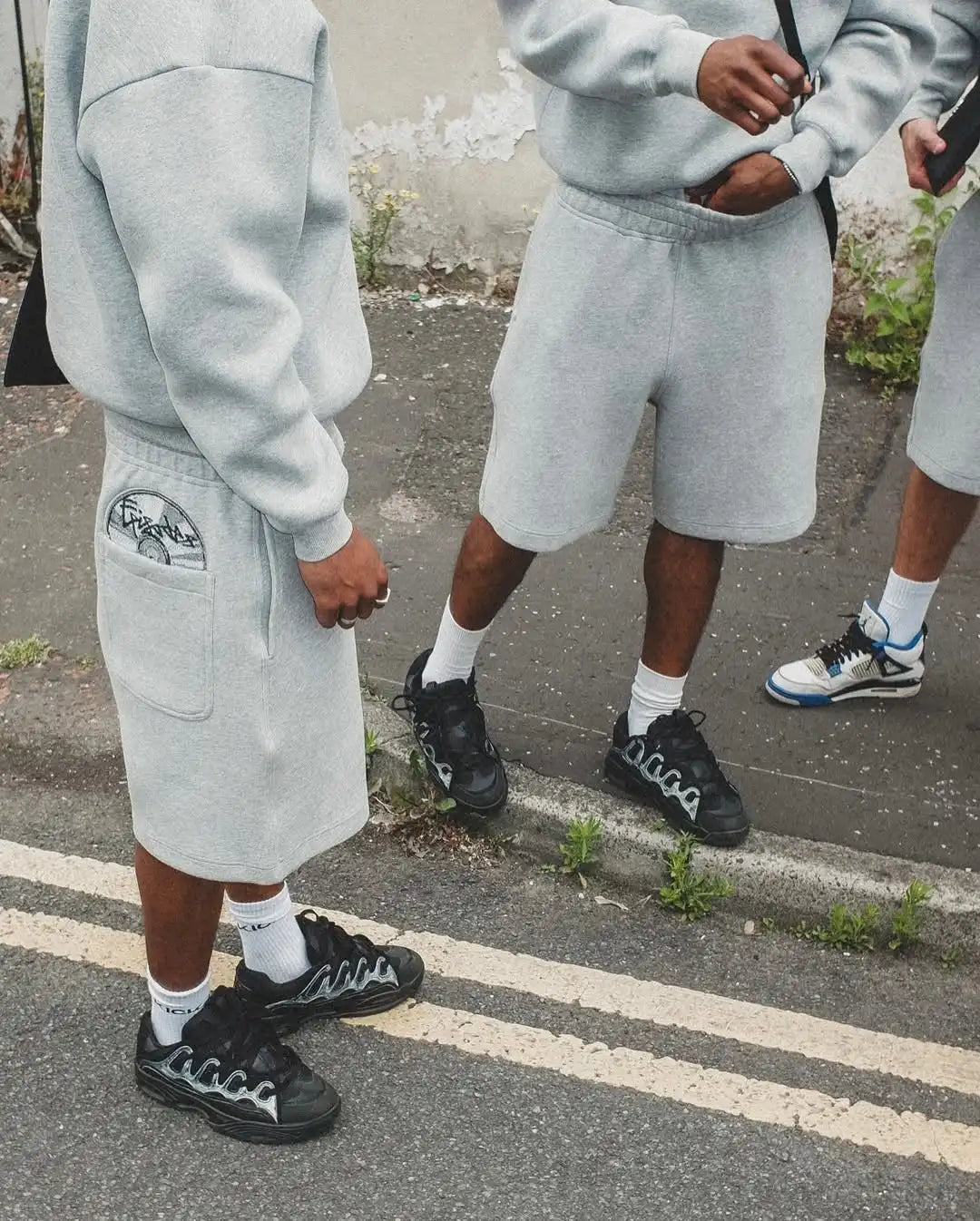 Grey Disc Pattern Mens Shorts Set Sporty Casual Wear Comfortable Loose Tracksuit Breathable Fabric Minimalist Modern Athleisure
