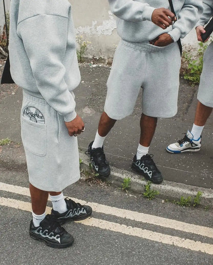 Grey Disc Pattern Mens Shorts Set Sporty Casual Wear Comfortable Loose Tracksuit Breathable Fabric Minimalist Modern Athleisure