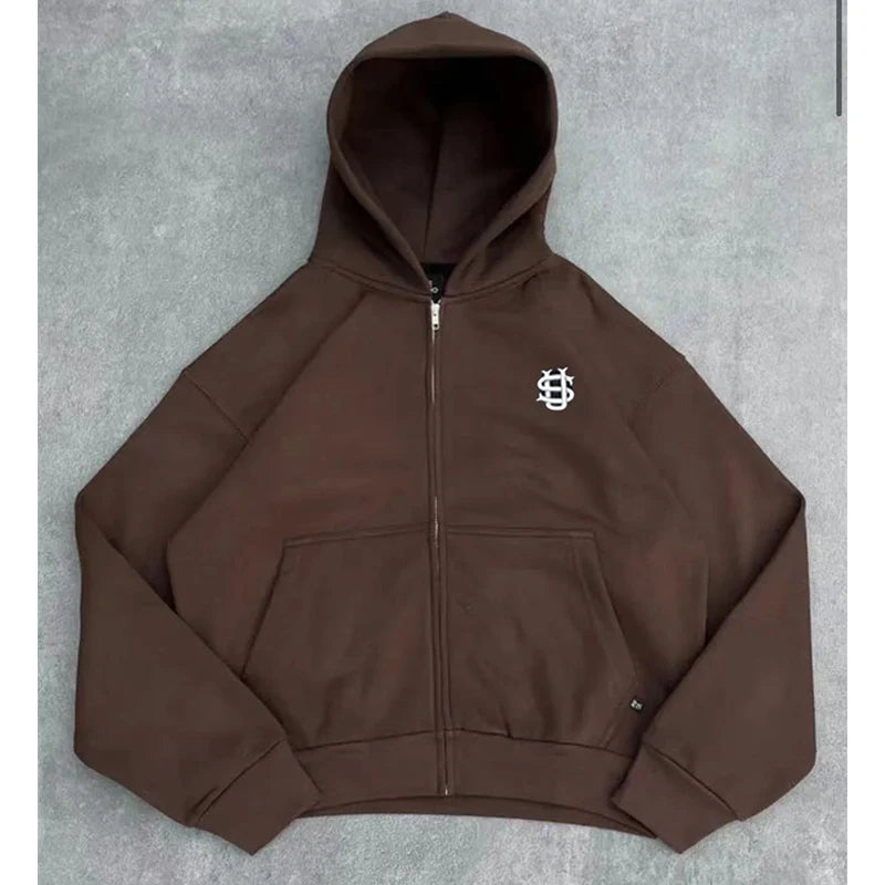 Hoodie Tracksuit Solid Color Street Fashion Style